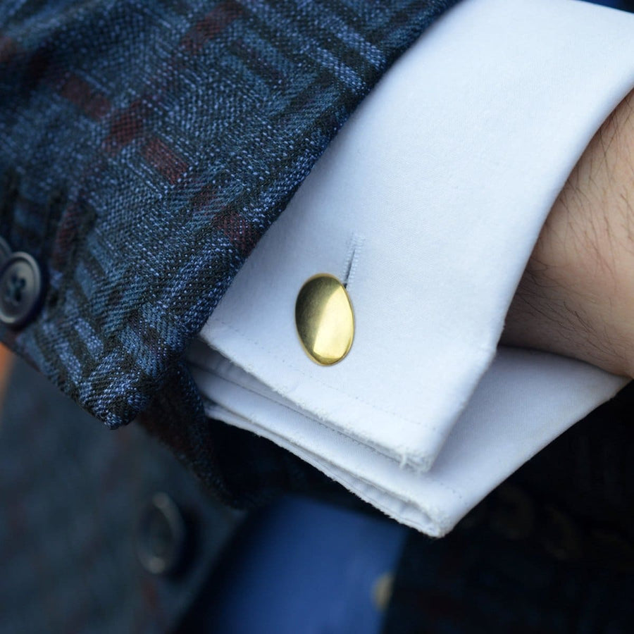 Art Deco 15ct Gold Plain Oval Cufflinks | Parkin and Gerrish | Antique & Vintage Jewellery
