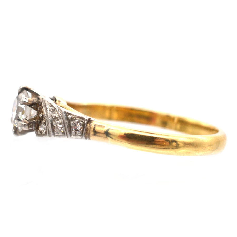 Art Deco 18ct Gold Diamond Solitaire Ring | Parkin and Gerrish | Antique & Vintage Jewellery