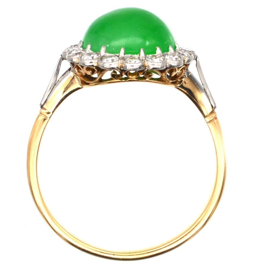 Art Deco 18ct Gold, Imperial Jade & Diamond Ring | Parkin and Gerrish | Antique & Vintage Jewellery