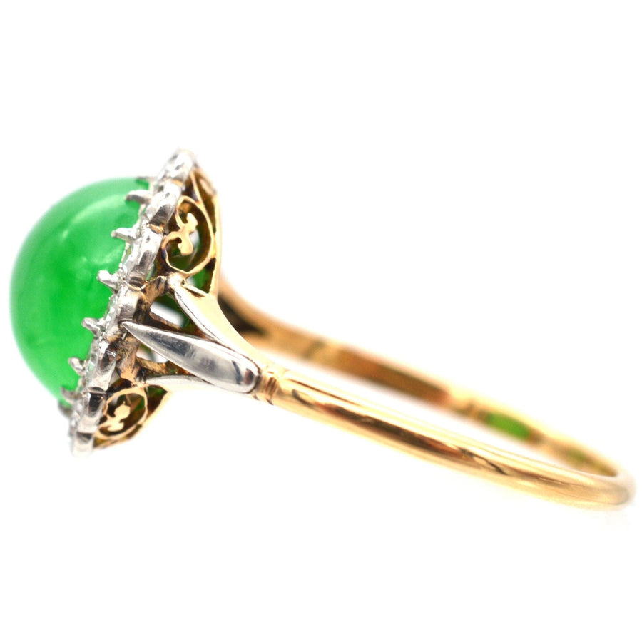 Art Deco 18ct Gold, Imperial Jade & Diamond Ring | Parkin and Gerrish | Antique & Vintage Jewellery