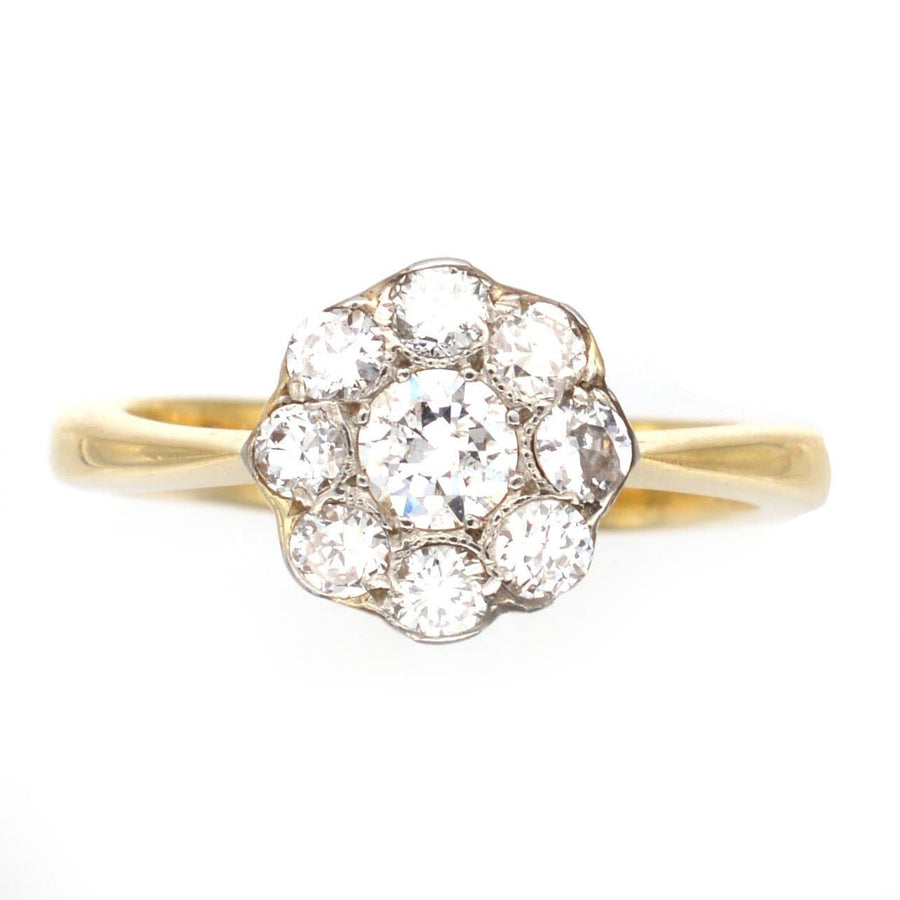 Art Deco 18ct Gold & Platinum, Diamond Cluster Ring | Parkin and Gerrish | Antique & Vintage Jewellery