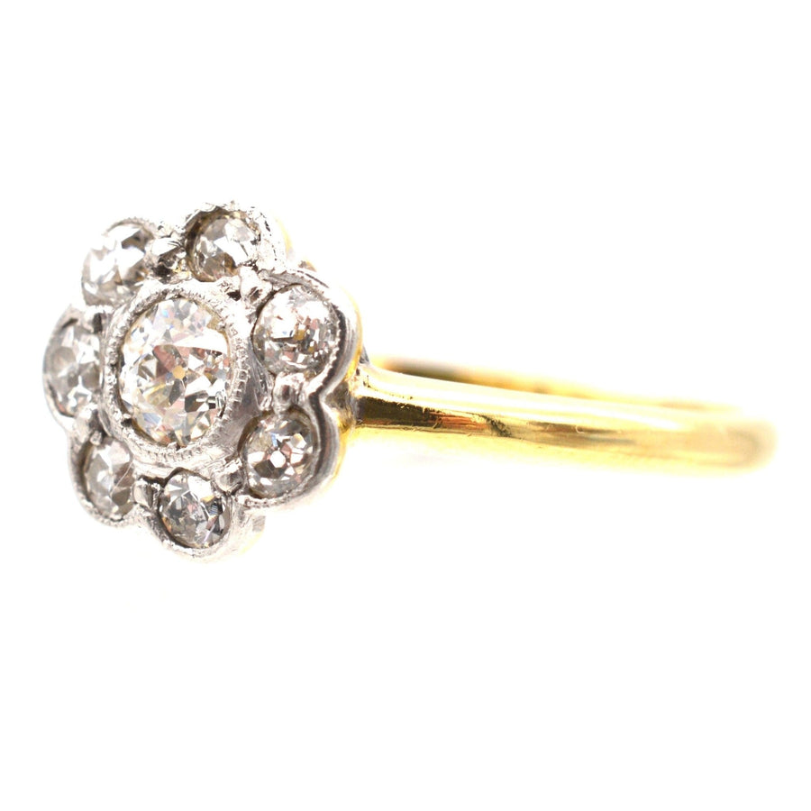 Art Deco 18ct Gold & Platinum Diamond Cluster Ring | Parkin and Gerrish | Antique & Vintage Jewellery