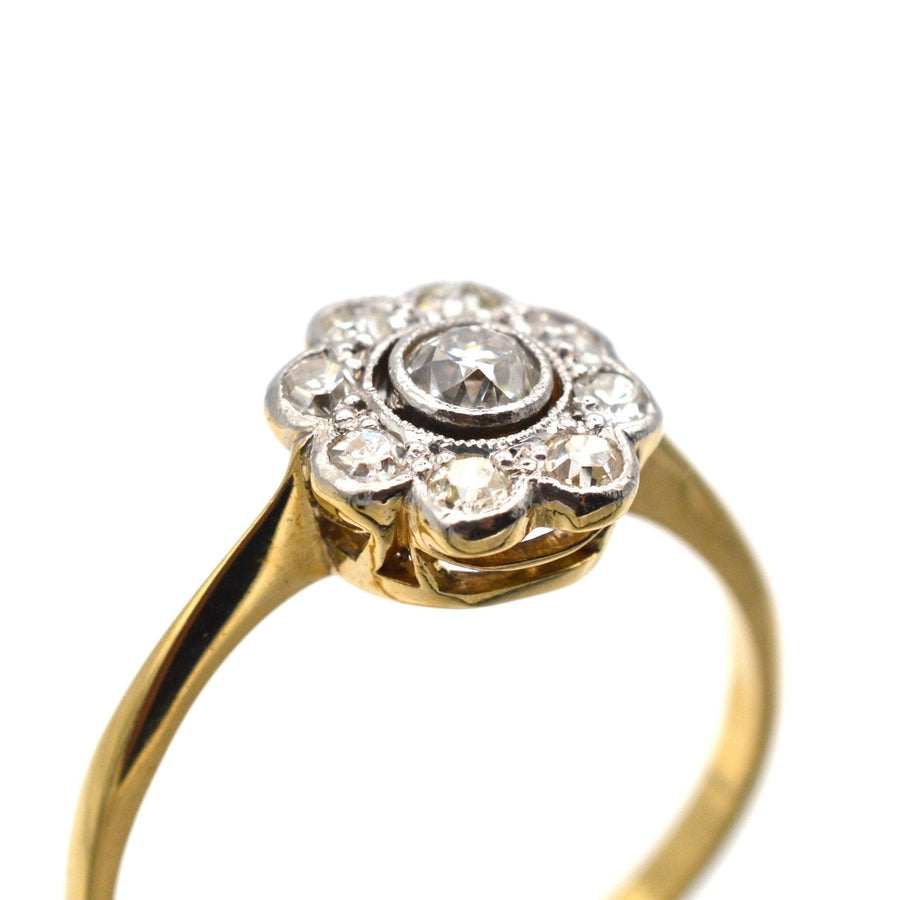 Art Deco 18ct Gold & Platinum, Diamond Cluster Ring | Parkin and Gerrish | Antique & Vintage Jewellery