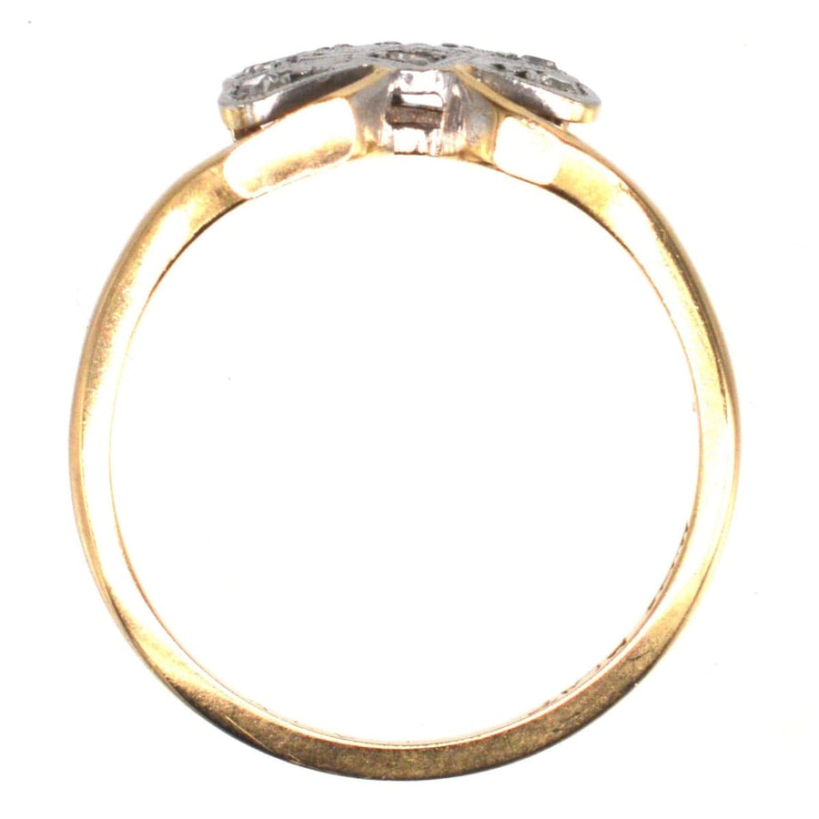 Art Deco 18ct gold and platinum diamond fan ring showcasing intricate design from the 1920s.