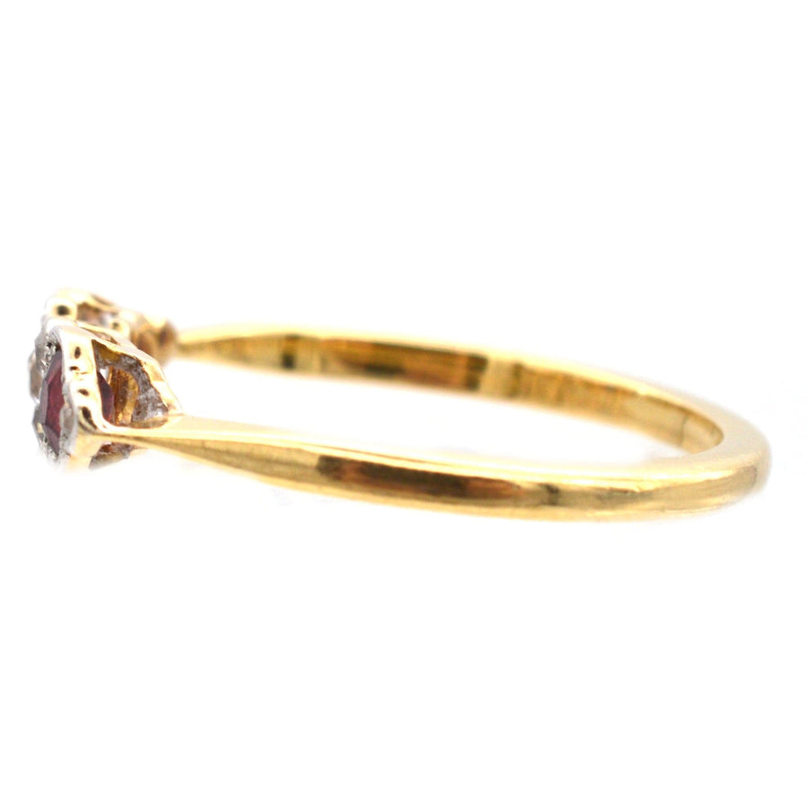 Art Deco 18ct Gold & Platinum, Diamond, Sapphire and Ruby Ring | Parkin and Gerrish | Antique & Vintage Jewellery