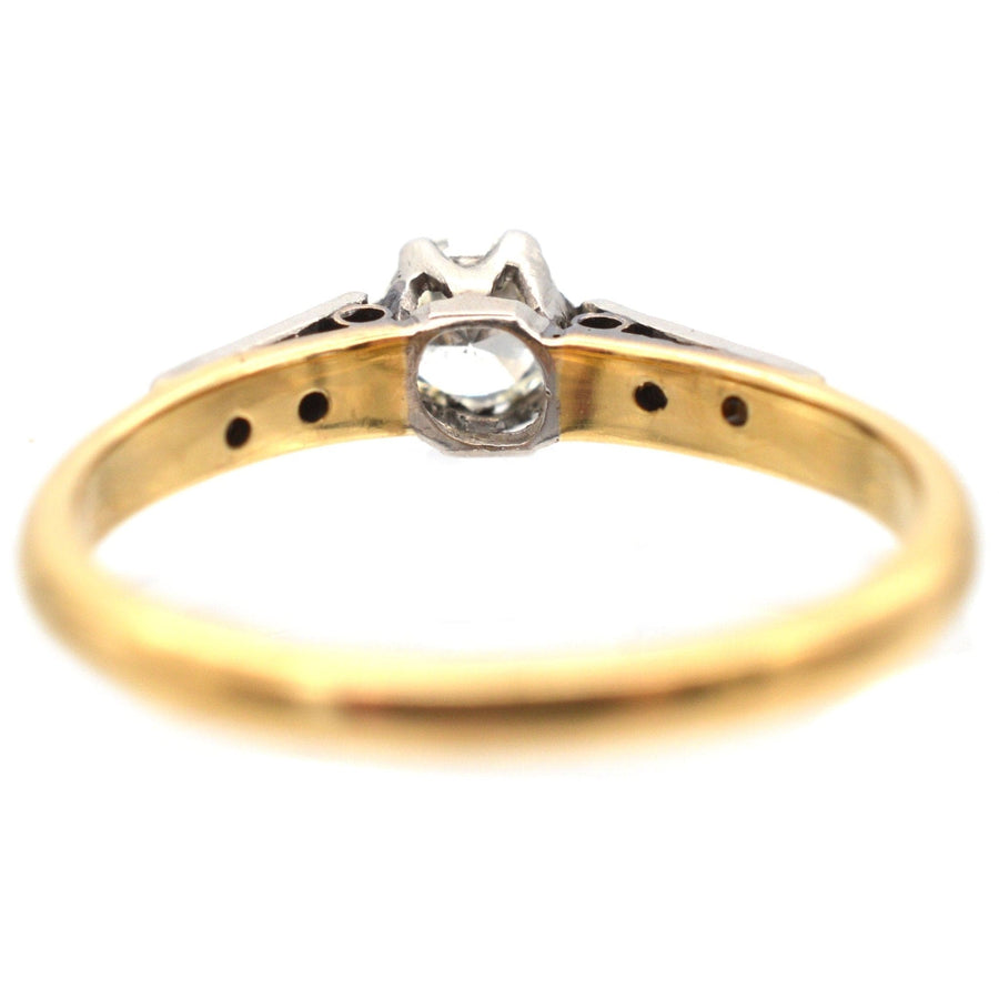 Art Deco 18ct Gold & Platinum, Diamond Solitaire Ring with Diamond Shoulders | Parkin and Gerrish | Antique & Vintage Jewelry