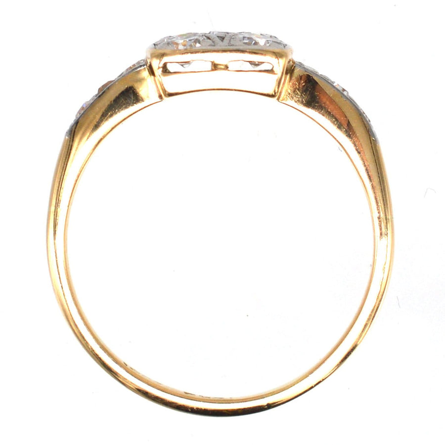 Art Deco 18ct Gold & Platinum Diamond Square Ring