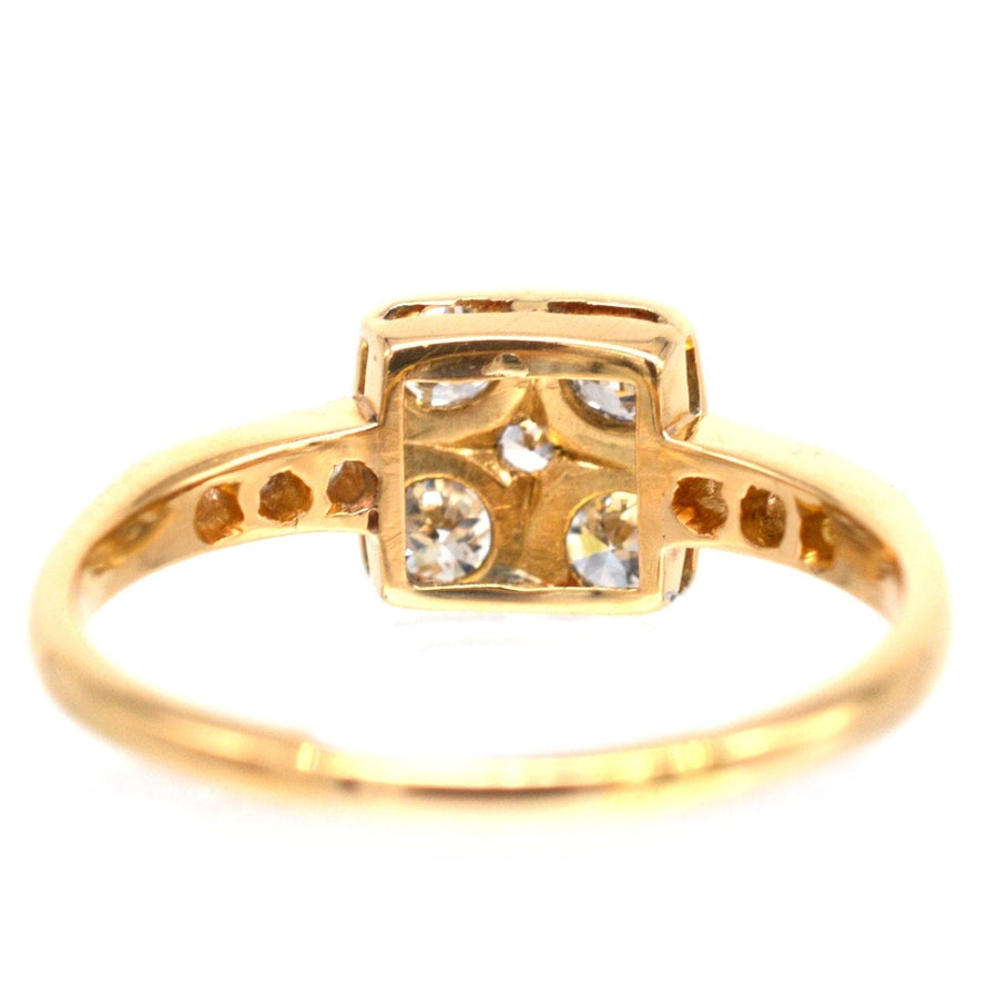 Art Deco 18ct Gold & Platinum Diamond Square Ring