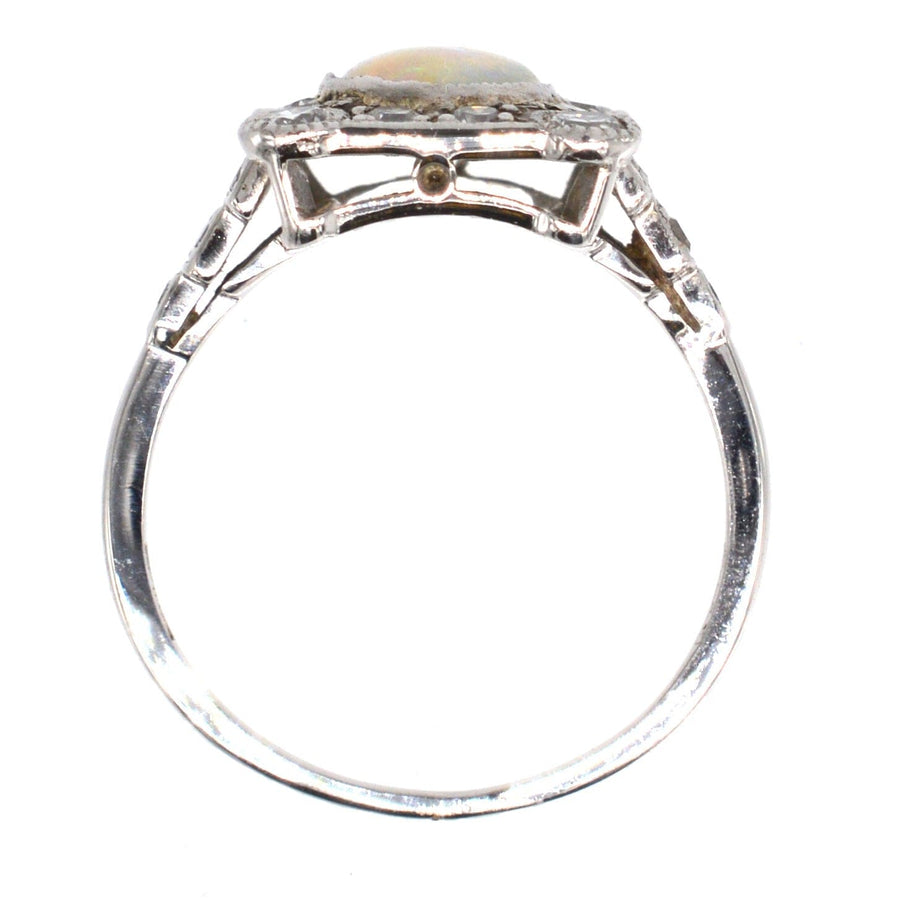 Art Deco 18ct Gold & Platinum, Opal and Diamond Ring | Parkin and Gerrish | Antique & Vintage Jewellery