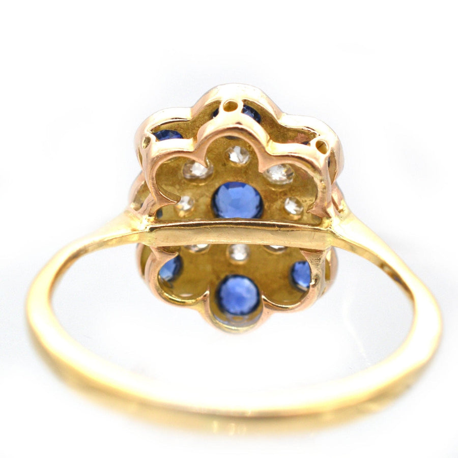 Art Deco 18ct Gold, Sapphire & Diamond Plaque Cluster Ring | Parkin and Gerrish | Antique & Vintage Jewellery