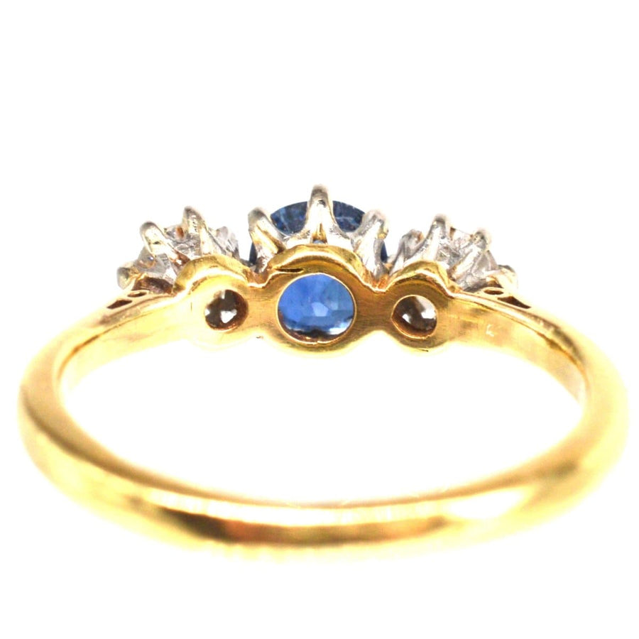 Art Deco 18ct Gold, Sapphire Diamond Three Stone Ring | Parkin and Gerrish | Antique & Vintage Jewellery
