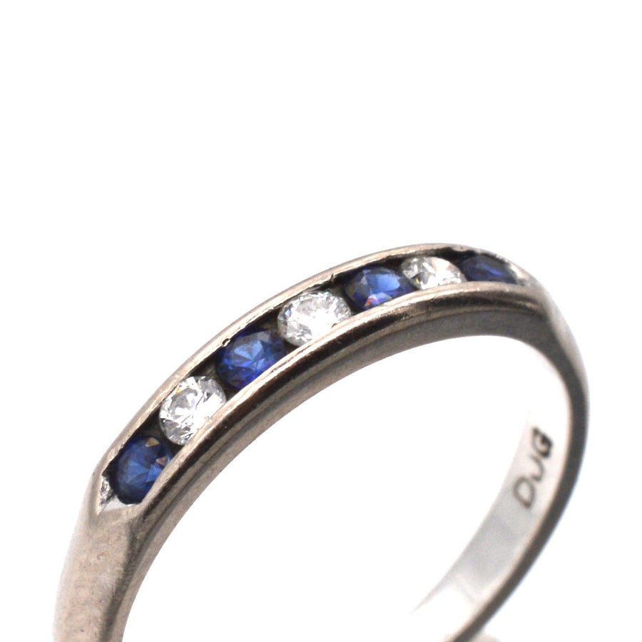 Vintage 18ct White Gold, Sapphire & Diamond Half Eternity Ring | Parkin and Gerrish | Antique & Vintage Jewellery