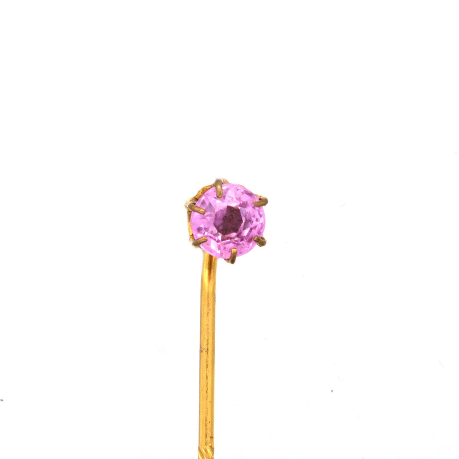 Art Deco 9ct Gold, 1 Carat Pink Sapphire Tie Pin | Parkin and Gerrish | Antique & Vintage Jewellery