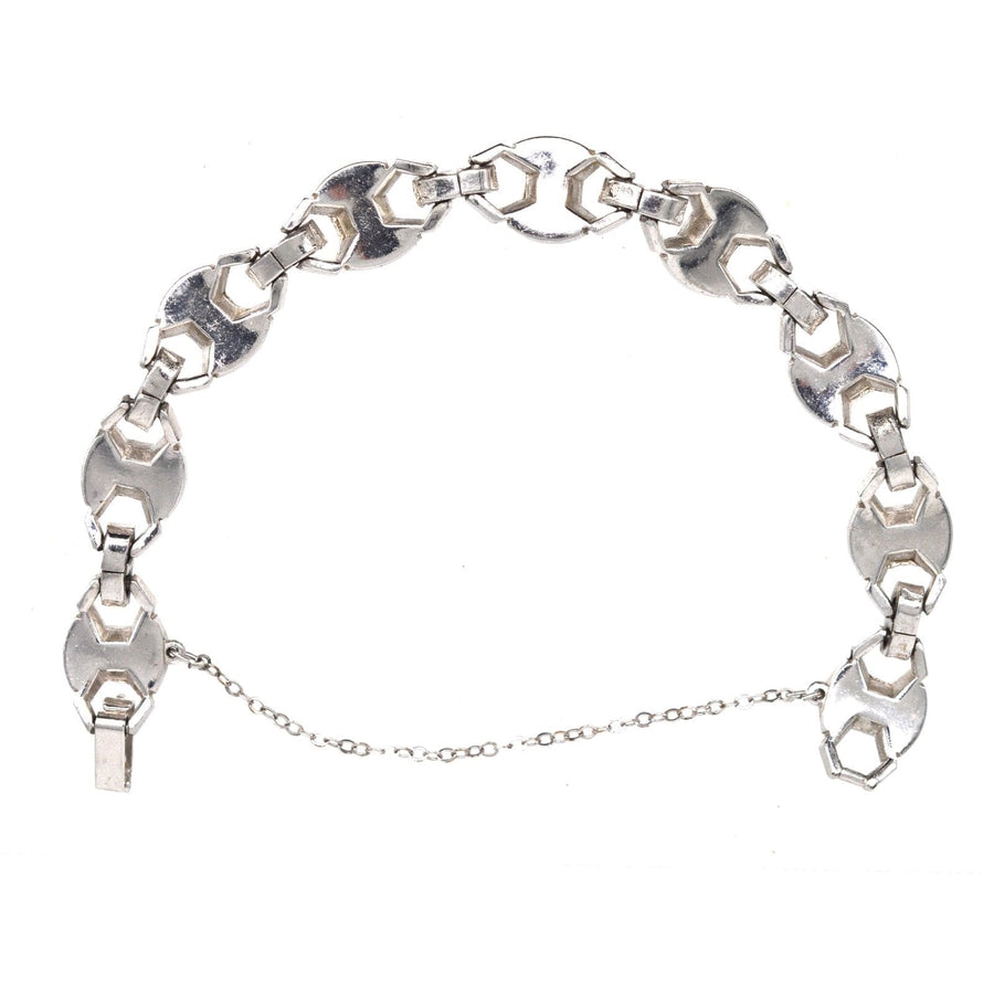 Art Deco chrome paste bracelet featuring geometric shapes, perfect for adding style to any outfit.