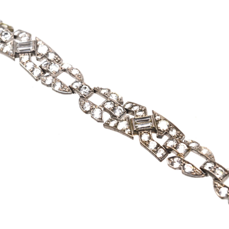 Art Deco Ciro silver paste bracelet showcasing exquisite craftsmanship and sparkling stones resembling diamonds.
