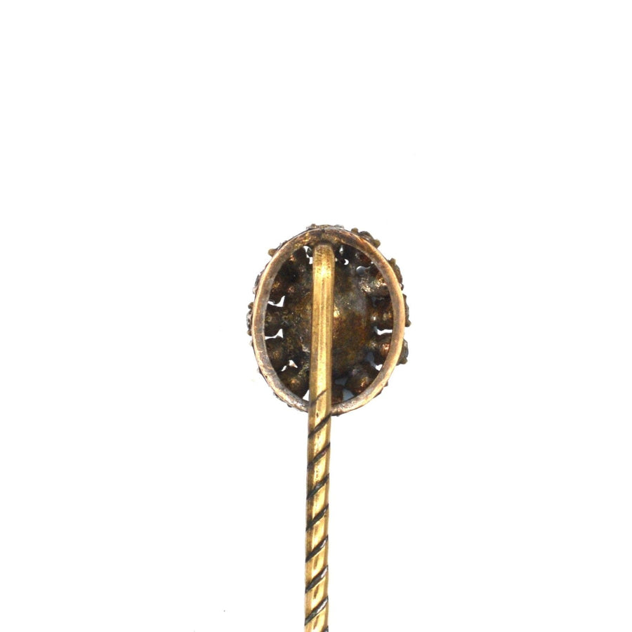 Art Deco Green "Emerald" and White Paste Tie Pin
