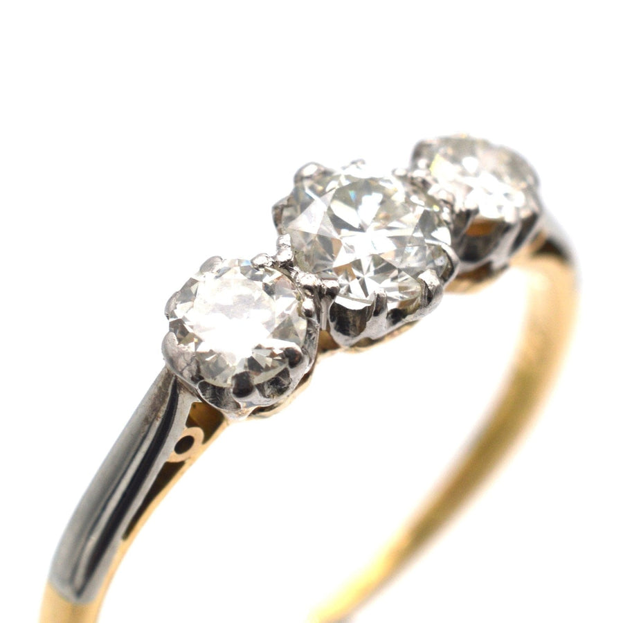 Art Deco Platinum and 18ct Gold Diamond Three Stone Ring | Parkin and Gerrish | Antique & Vintage Jewellery