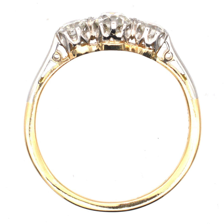 Art Deco Platinum and 18ct Gold Diamond Three Stone Ring | Parkin and Gerrish | Antique & Vintage Jewellery