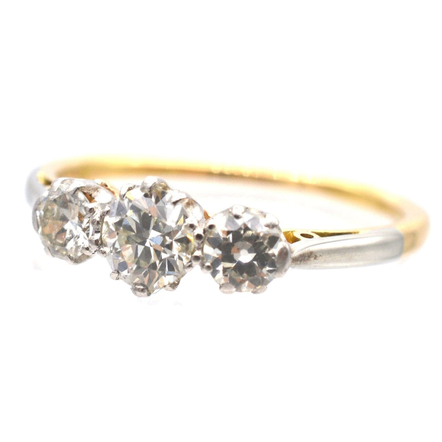Art Deco Platinum and 18ct Gold Diamond Three Stone Ring | Parkin and Gerrish | Antique & Vintage Jewellery