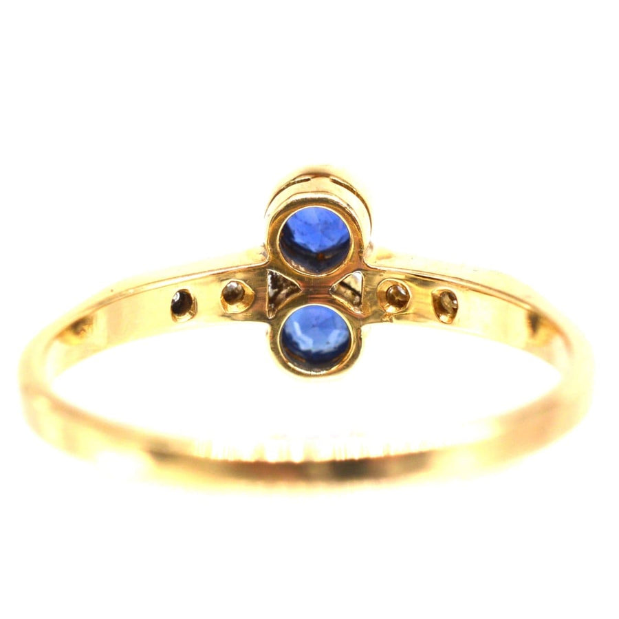 Art Deco Platinum and 18ct Gold Sapphire and Diamond Ring | Parkin and Gerrish | Antique & Vintage Jewellery