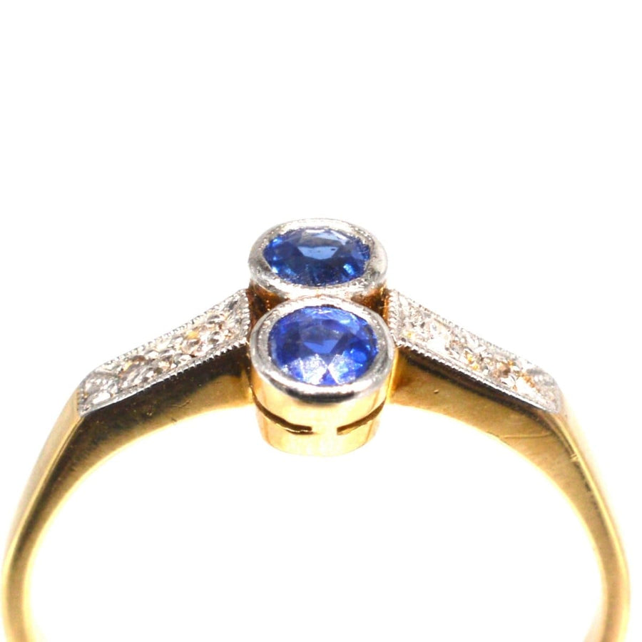 Art Deco Platinum and 18ct Gold Sapphire and Diamond Ring | Parkin and Gerrish | Antique & Vintage Jewellery
