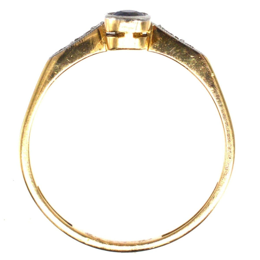 Art Deco Platinum and 18ct Gold Sapphire and Diamond Ring | Parkin and Gerrish | Antique & Vintage Jewellery