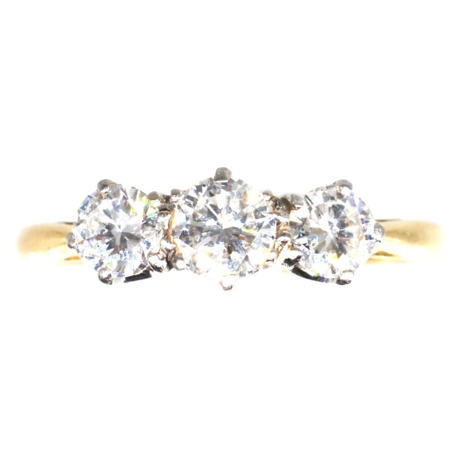 Art Deco Platinum and 18ct Gold Three Stone Diamond Ring | Parkin and Gerrish | Antique & Vintage Jewellery