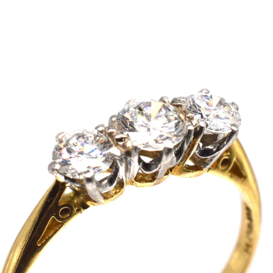 Art Deco Platinum and 18ct Gold Three Stone Diamond Ring | Parkin and Gerrish | Antique & Vintage Jewellery
