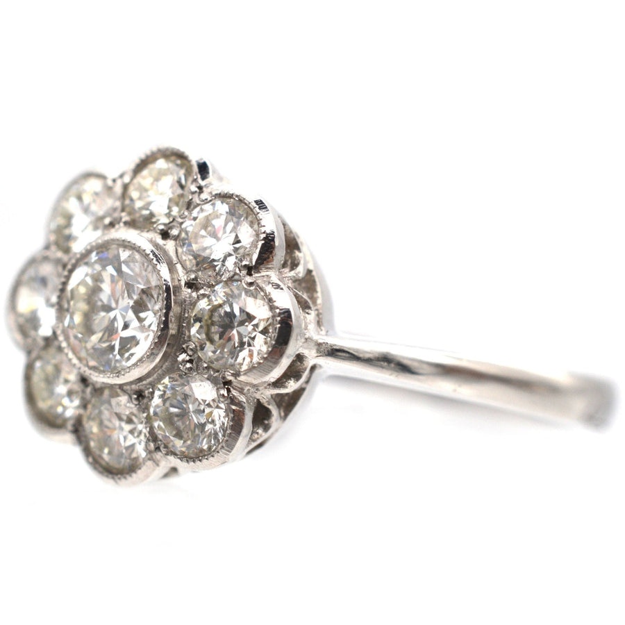 Art Deco Platinum Diamond Cluster Ring | Parkin and Gerrish | Antique & Vintage Jewellery