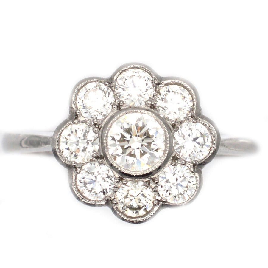 Art Deco Platinum Diamond Cluster Ring | Parkin and Gerrish | Antique & Vintage Jewellery