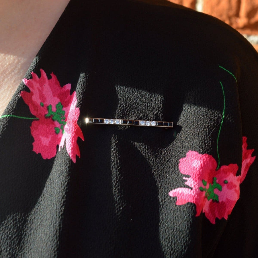 Art Deco Platinum Onyx Bar Brooch | Parkin and Gerrish | Antique & Vintage Jewellery