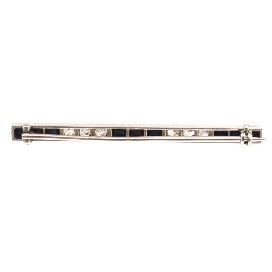 Art Deco Platinum Onyx Bar Brooch | Parkin and Gerrish | Antique & Vintage Jewellery