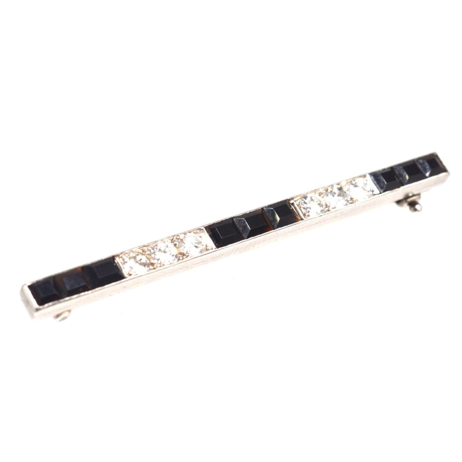 Art Deco Platinum Onyx Bar Brooch | Parkin and Gerrish | Antique & Vintage Jewellery