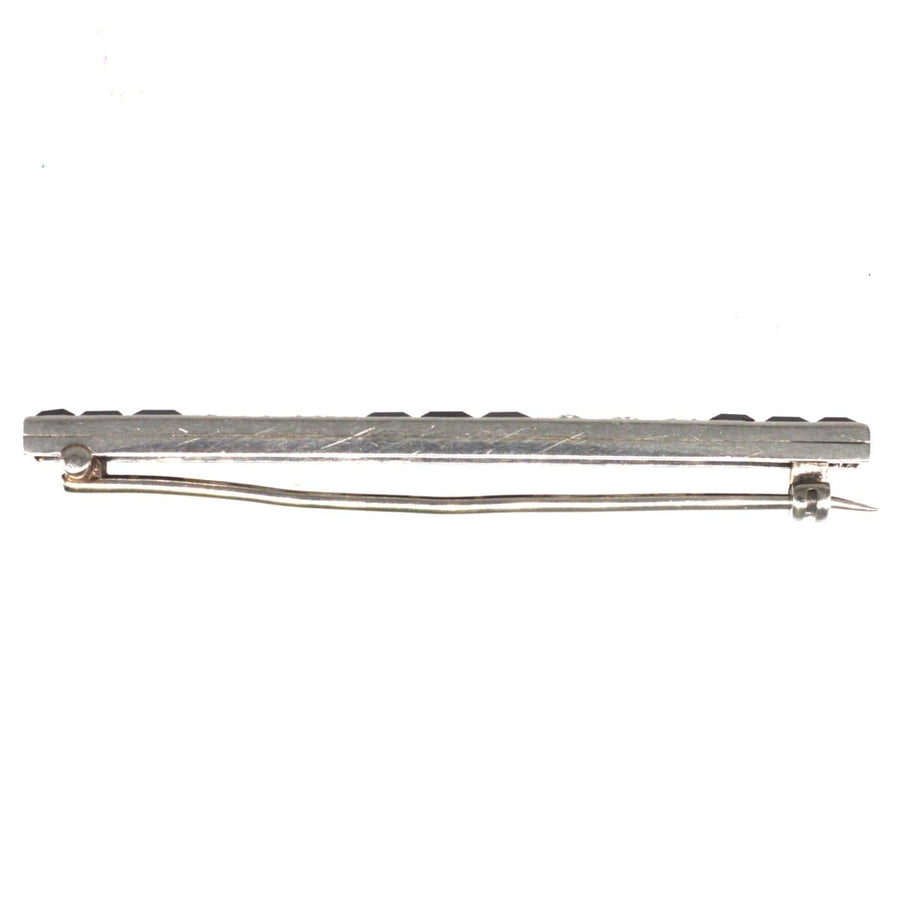Art Deco Platinum Onyx Bar Brooch | Parkin and Gerrish | Antique & Vintage Jewellery