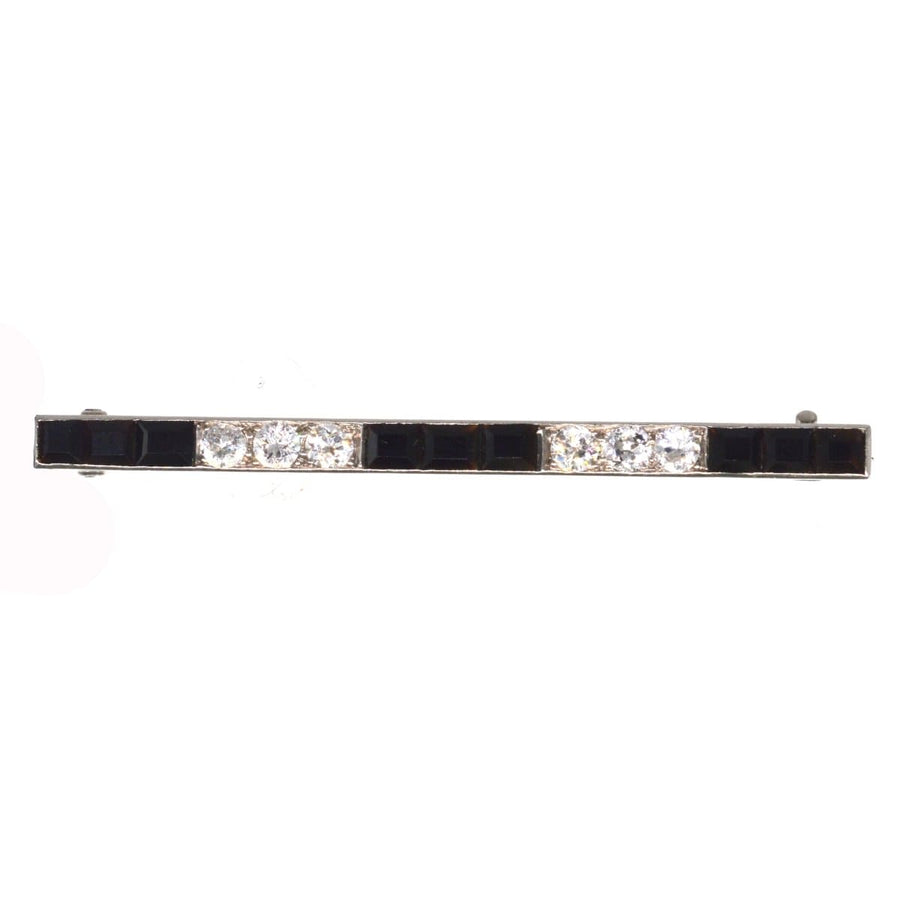 Art Deco Platinum Onyx Bar Brooch | Parkin and Gerrish | Antique & Vintage Jewellery
