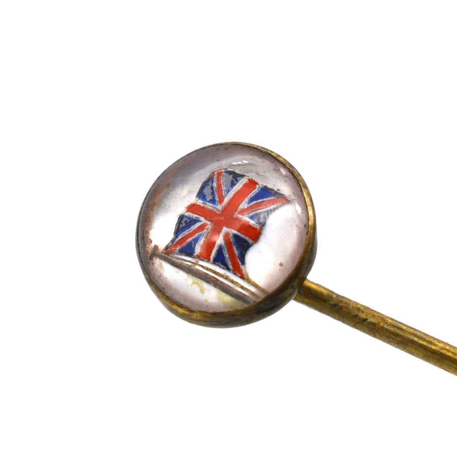 Art Deco Reverse Intaglio Paste Tie Pin of British Flag