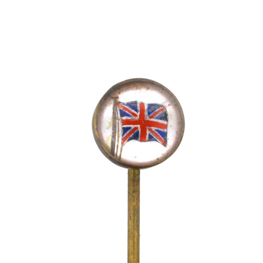 Art Deco Reverse Intaglio Paste Tie Pin of British Flag