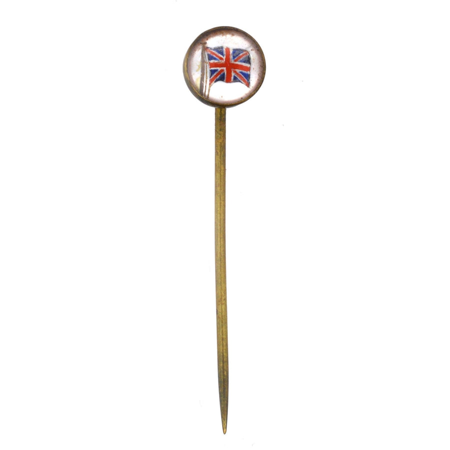 Art Deco Reverse Intaglio Paste Tie Pin of British Flag