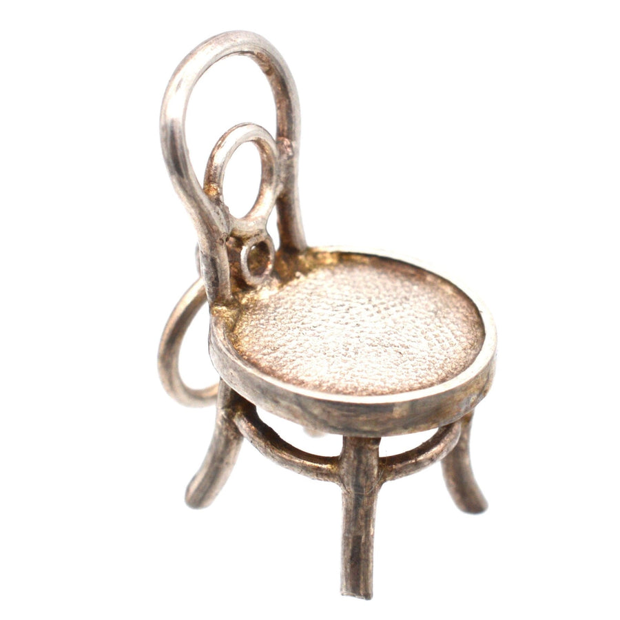 Small silver Art Deco bentwood French Bistro chair pendant with rattan seat, circa 1920s-1940s.