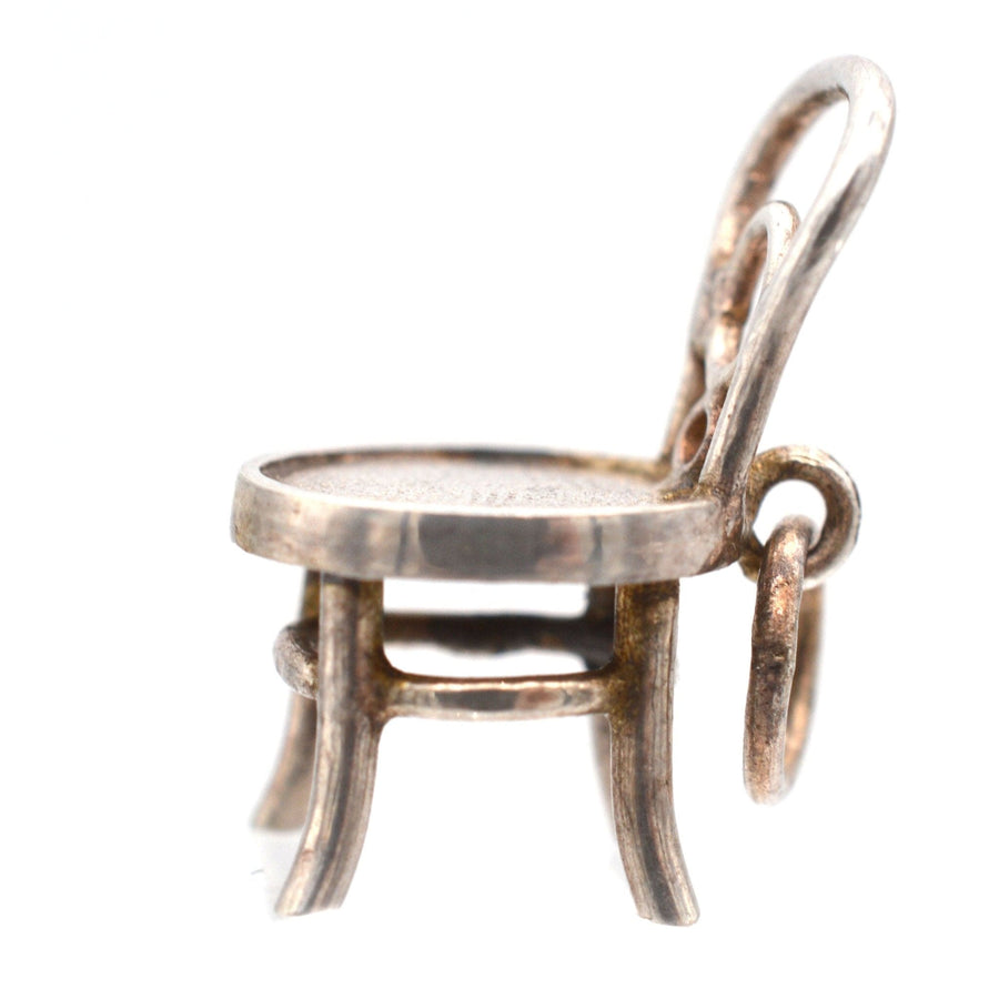 Art Deco silver Bentwood 'Thonet' French Bistro chair charm pendant, vintage design, circa 1920s-1940s.