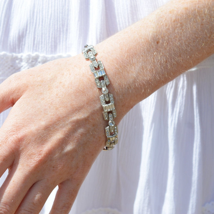 Edwardian Silver - Tone White "Diamond" Paste Costume Bracelet | Parkin and Gerrish (UK)