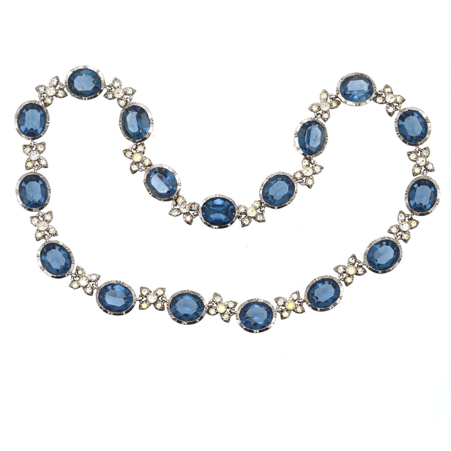 Art Deco Silver, White and Blue Paste Necklace | Parkin and Gerrish (UK)