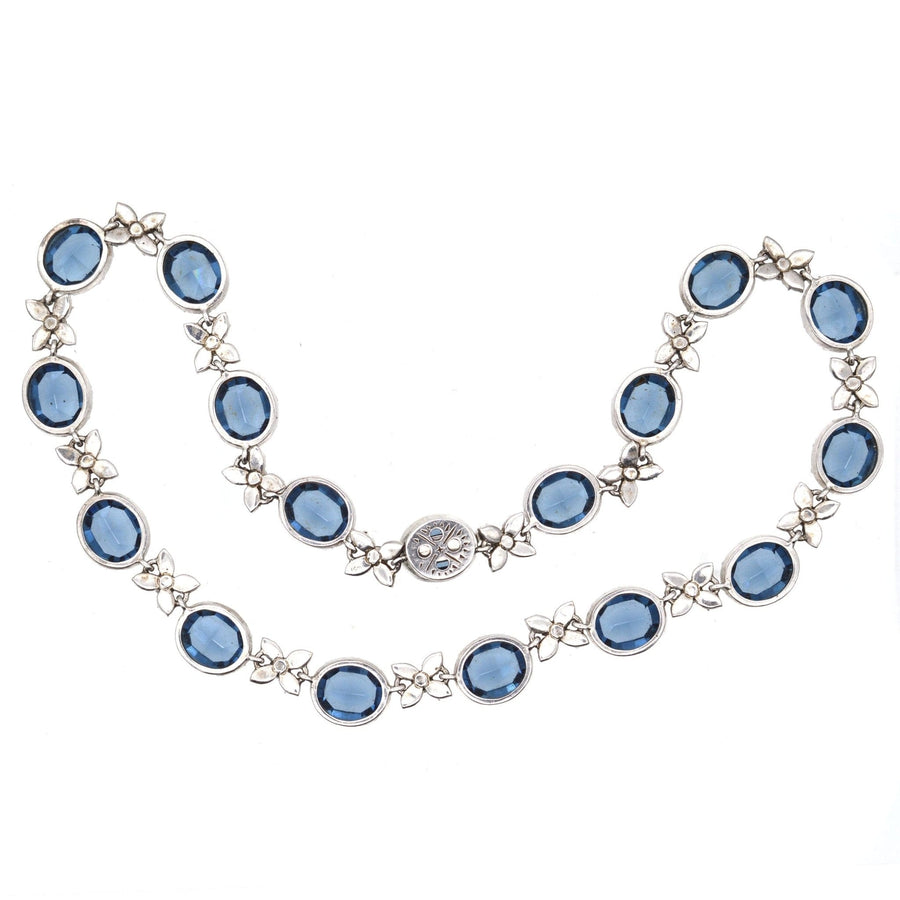 Art Deco Silver, White and Blue Paste Necklace | Parkin and Gerrish (UK)