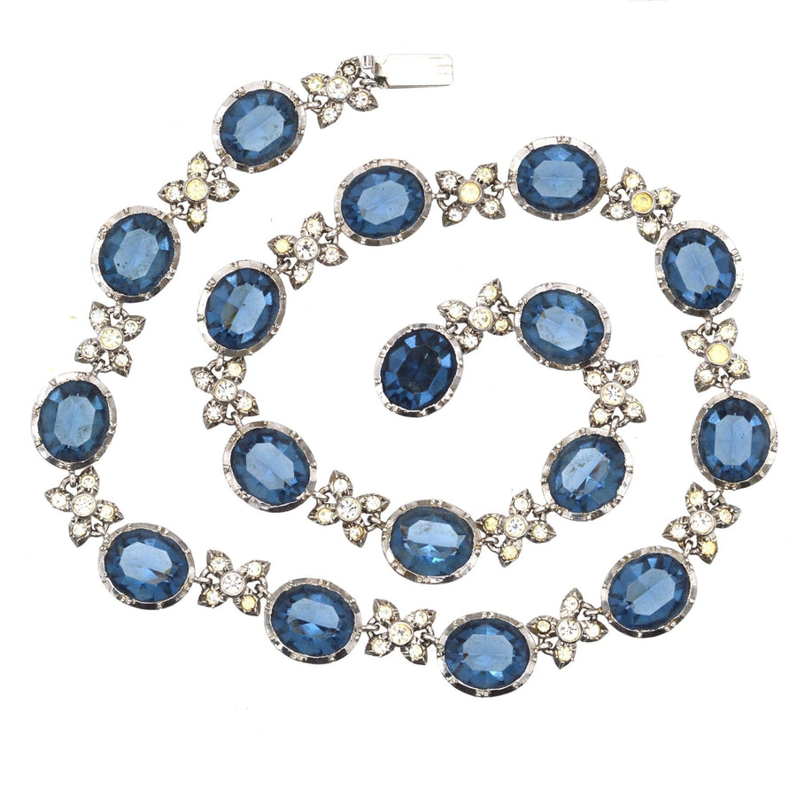 Art Deco Silver, White and Blue Paste Necklace | Parkin and Gerrish (UK)