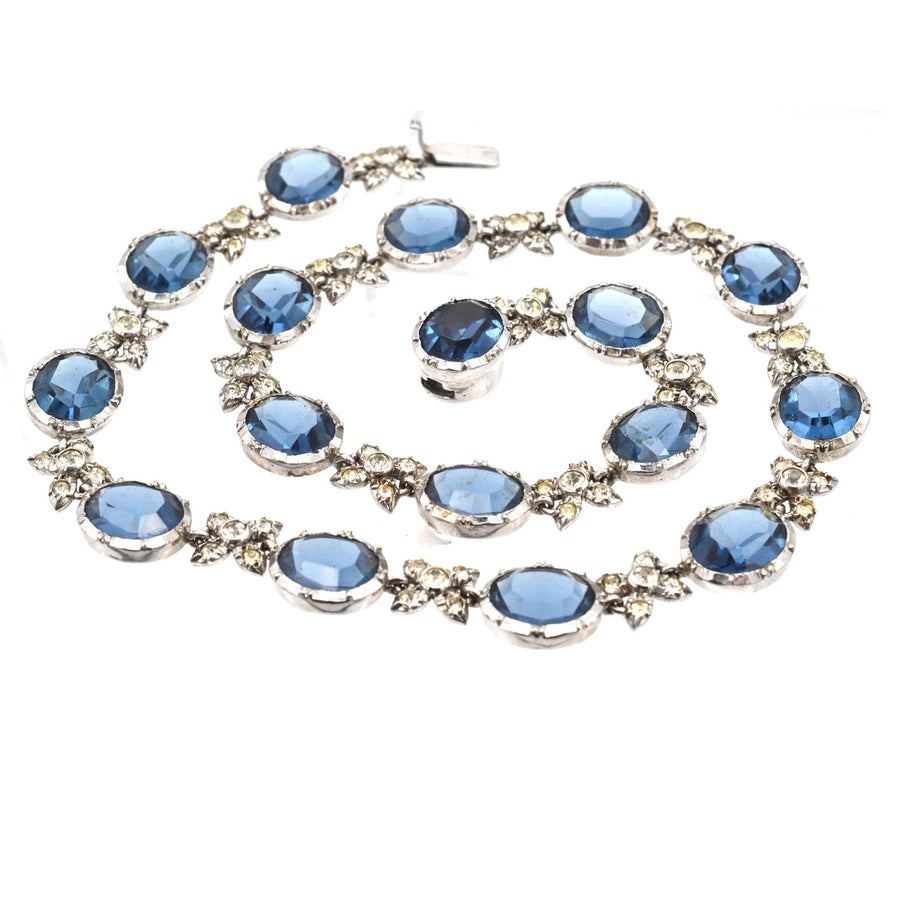 Art Deco Silver, White and Blue Paste Necklace | Parkin and Gerrish (UK)