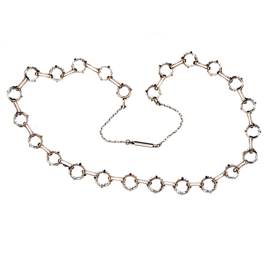 Antique silver and white paste necklace by W. H. Collins & Co. Ltd., 1930s gemstone riviere jewelry.