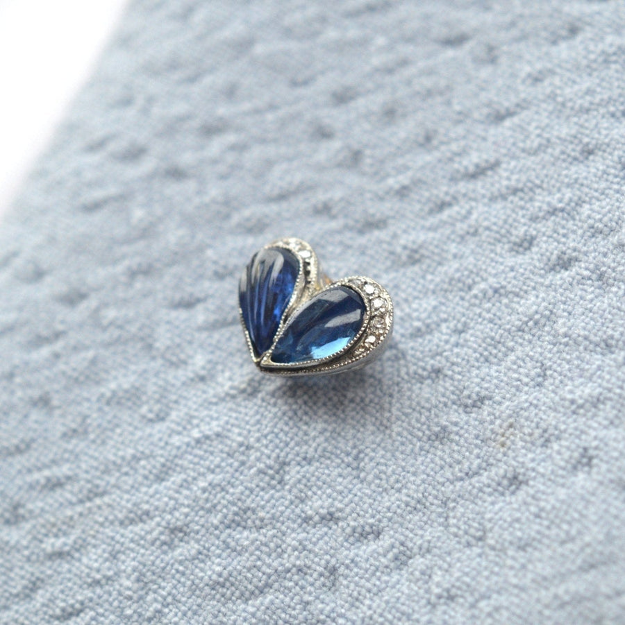 Belle Époque Carved Cabochon Sapphire and Diamond Heart Tie Pin | Parkin and Gerrish (UK)