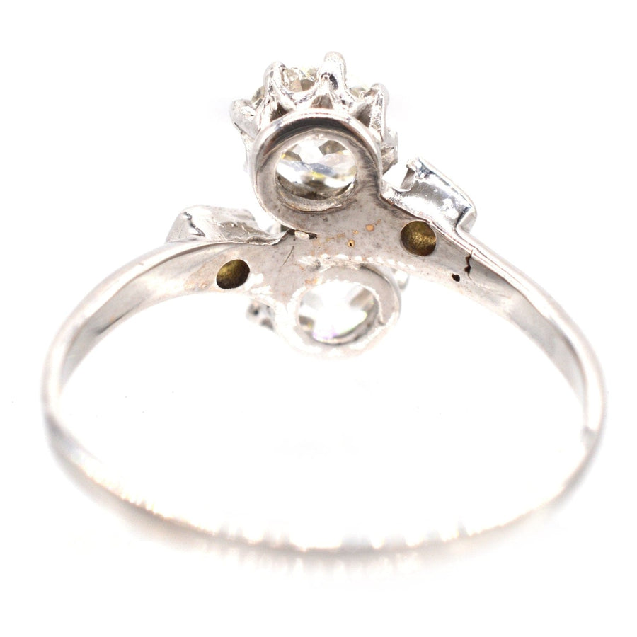 Belle Époque Platinum and Diamond 'Toi et Moi' Crossover Ring | Parkin and Gerrish | Antique & Vintage Jewellery