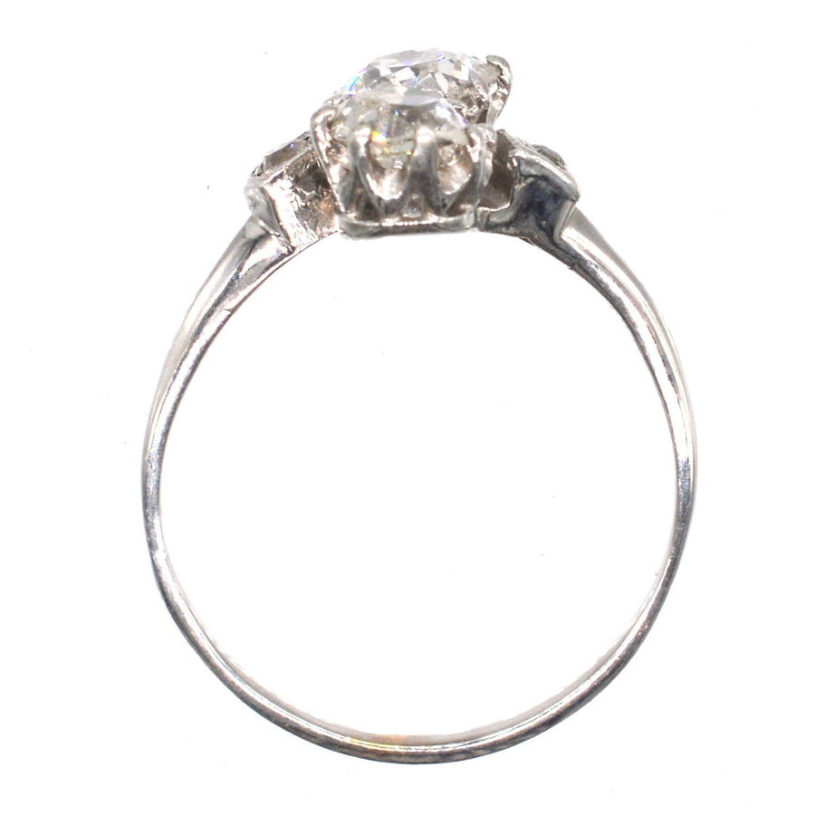 Belle Époque Platinum and Diamond 'Toi et Moi' Crossover Ring | Parkin and Gerrish | Antique & Vintage Jewellery
