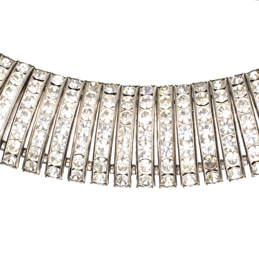 Butler and Wilson 1980s silver-tone choker necklace with sparkling crystal diamante design.